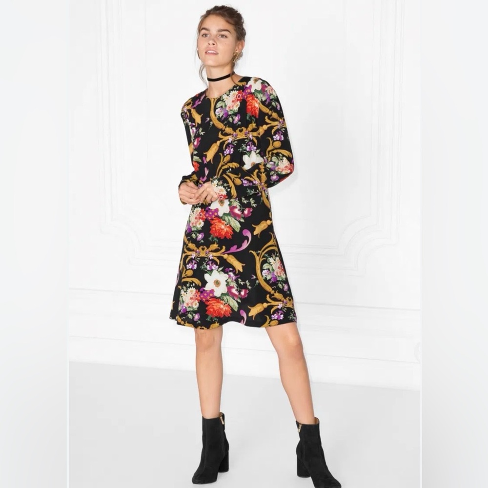 & Other Stories Floral Long Sleeve Dress - Black, Red, White
